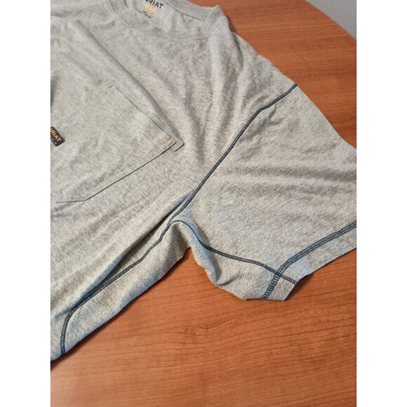 ARIAT Rebar Workman Pocket Short Sleeve T-Shirt Men's HEATHER GRAY XXLT Work - Picture 4 of 8